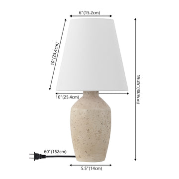Xander 19.5" Minimalist Scandinavian Concrete Effect Resin/Iron Ginger Jar LED Table Lamp - JONATHAN Y